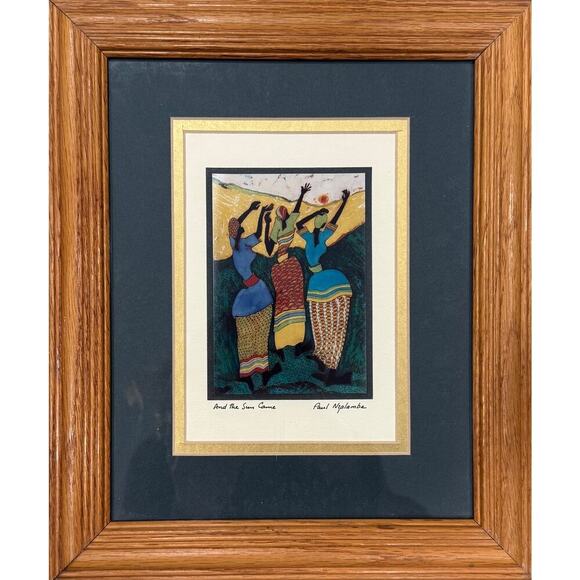 unknown Other - Artist Paul Nzalamba "And the Sun Came" Signed Archival Print Batik Artwork